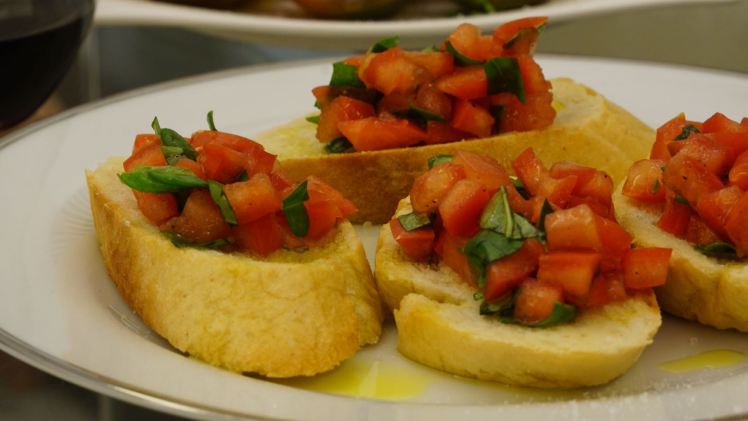 Bruschetta Tomato Basil Cold Pressed Extra Virgin Olive Oil Green Olive at Red Hill